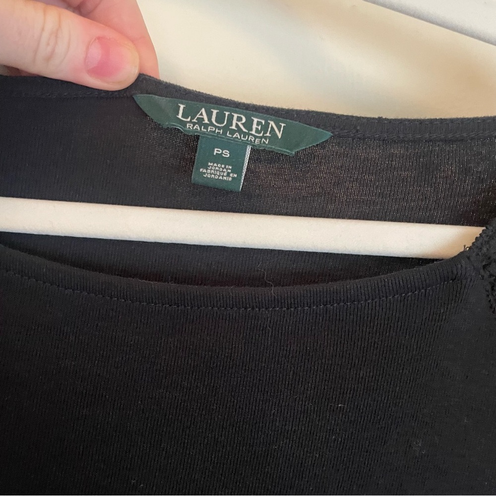 Lauren by Ralph Lauren Petite Black Crochet Lace Cap Sleeve Dress - size PS - Picture 9 of 13